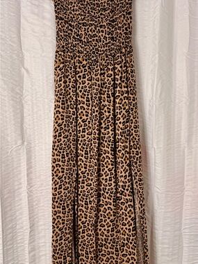 Leopard Print Maxi Dress in Tan and Black